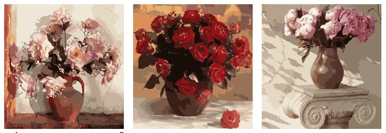 Картина по номерам Розы в вазах (модульная), арт. PX5087