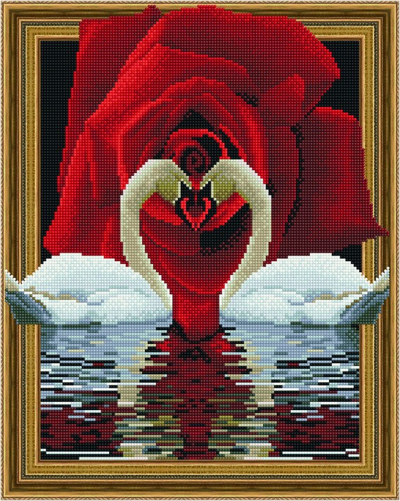 Алмазная мозаика 3D эффект Роза и лебеди, арт. TSGJ1210